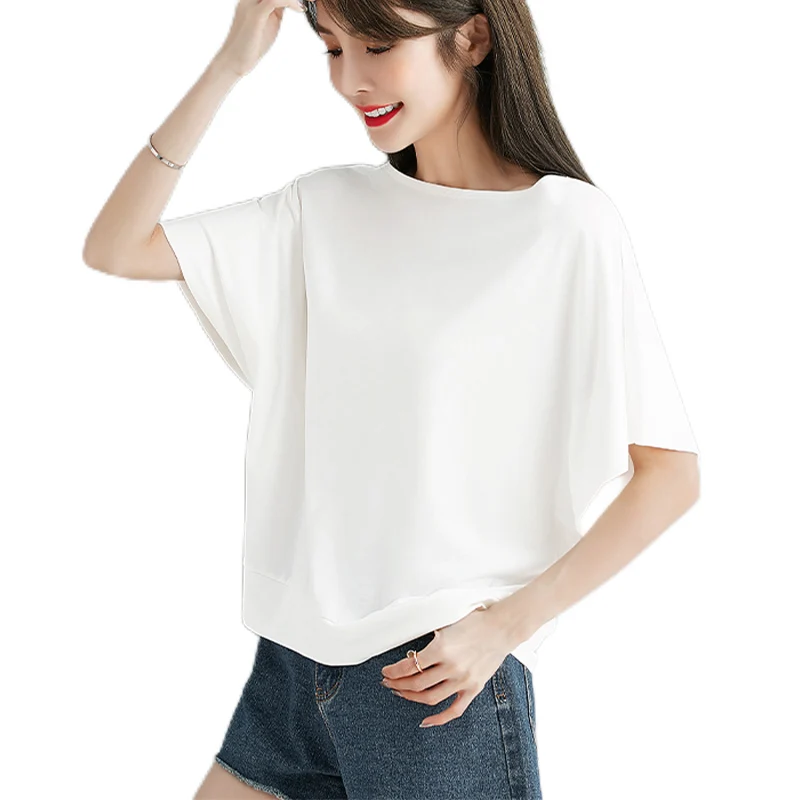 

Women Sweetshirts Short sleeve womens clothing Black white T-shirts for Girls O-Neck Summer Clothes Designgs Basic Female Shirts