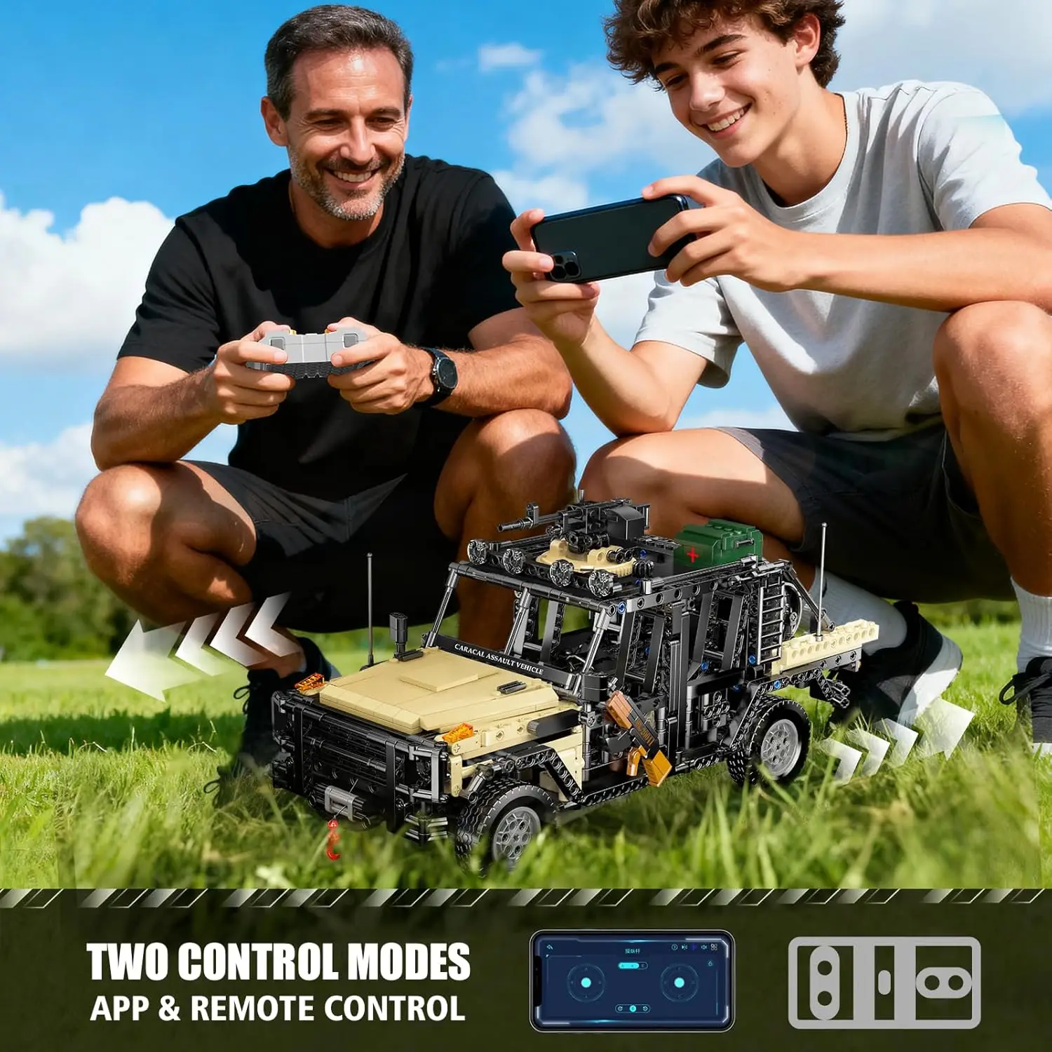 モールドキング 20041 1577ピース 軍用オフロード車 組み立てキット、デュアルAPP/リモコンモデル 大人コレクター向け、ギフトに最適