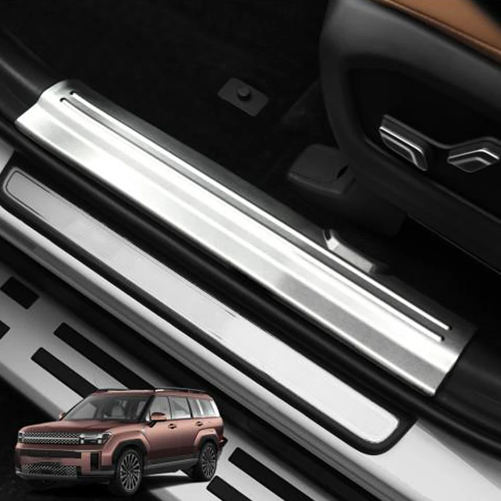 

Stainless Steel Inner Door Sill Scuff Plate Cover Trim Welcome Pedal Threshold For Hyundai Santa Fe MX5