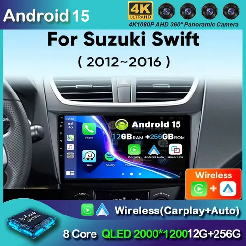 Android 15 Radio de coche para Suzuki Swift 4 2011-2017 inalámbrico Carplay Auto Radio reproductor Multimedia 4G Wifi GPS DSP 48EQ 2din