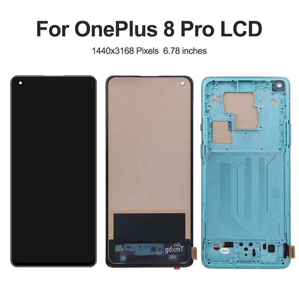 For OnePlus 8 Pro 6.78\'\'Tested 1+8Pro IN2023 IN2020 IN2021 LCD Display Touch Screen Digitizer Assembly Replacement