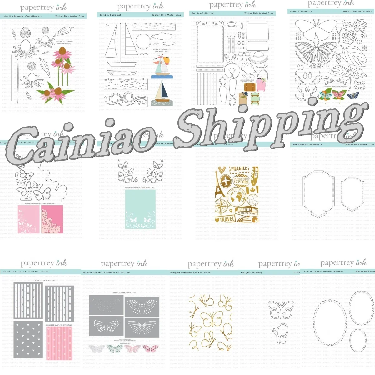 

2025 Summer Butterfly Sailboat Suitcase Coneflowers Scallops Hearts Stripes Metal Cutting Dies Stencil Hot Foil DIY Making