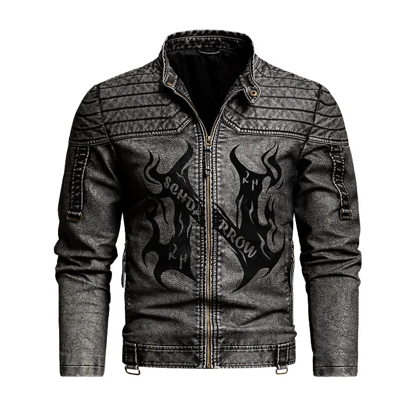 Mens Leather Jackets Men's Autumn Winter Motorcycle Leather Jacket Men Business Retro Slim Stitching PU Leather Jacket Coat Male