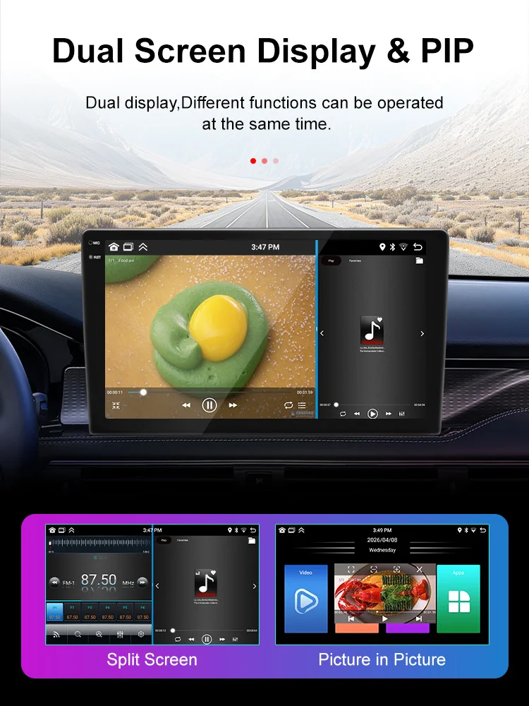 Wireless Carplay 2din Android 16 Car Radio Multimedia Video Player Universal 9/10 inch AutoRadio GPS Navigation 4G WiFi DVD