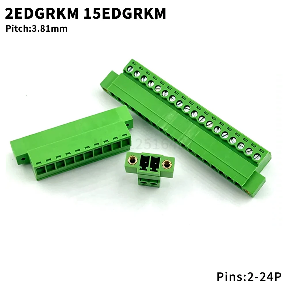 (10 pcs) KF 2EDGRKM 3.81MM Solderless butt joint with lugs screw fixing Plug-in terminal block socket 2-24P 15EDGRKP 3.81