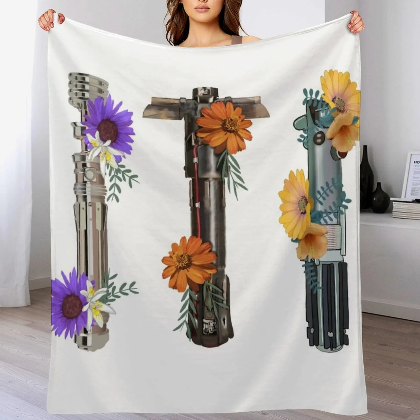 Lightsaber flower collection Throw Blanket Bed Quilt Blankets For Bed Blankets