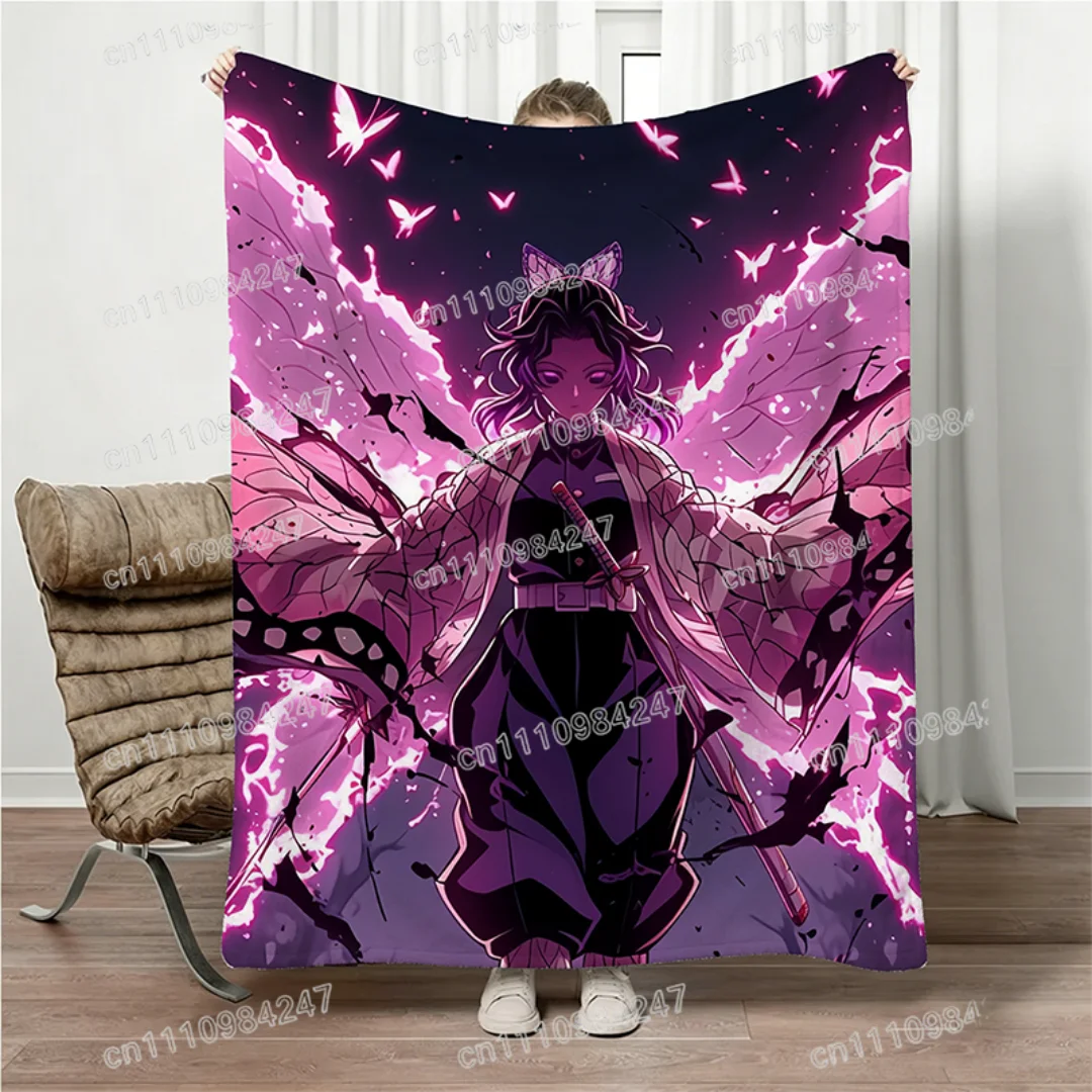 2026 Heißer Demon Slayer Shinobu Kocho Anime-Druck Kuscheldecke – Weiche Familien- und Eltern-Kind-Schlafdecke für Bett, Couch, Büro