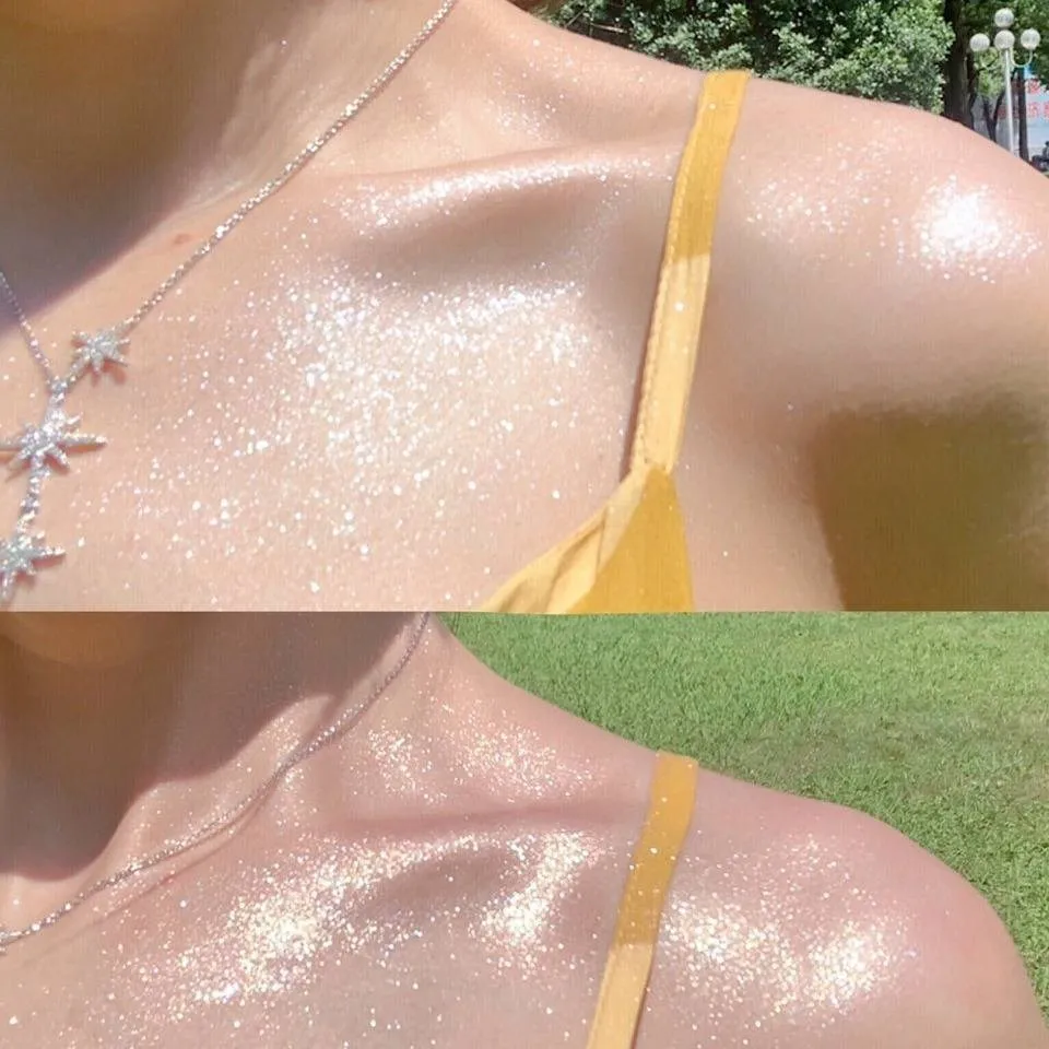 1pc glitter corpo destaque spray à prova dwaterproof água de longa duração brilhante diamante corpo bronzer spray destaque iluminador maquiagem cosméticos