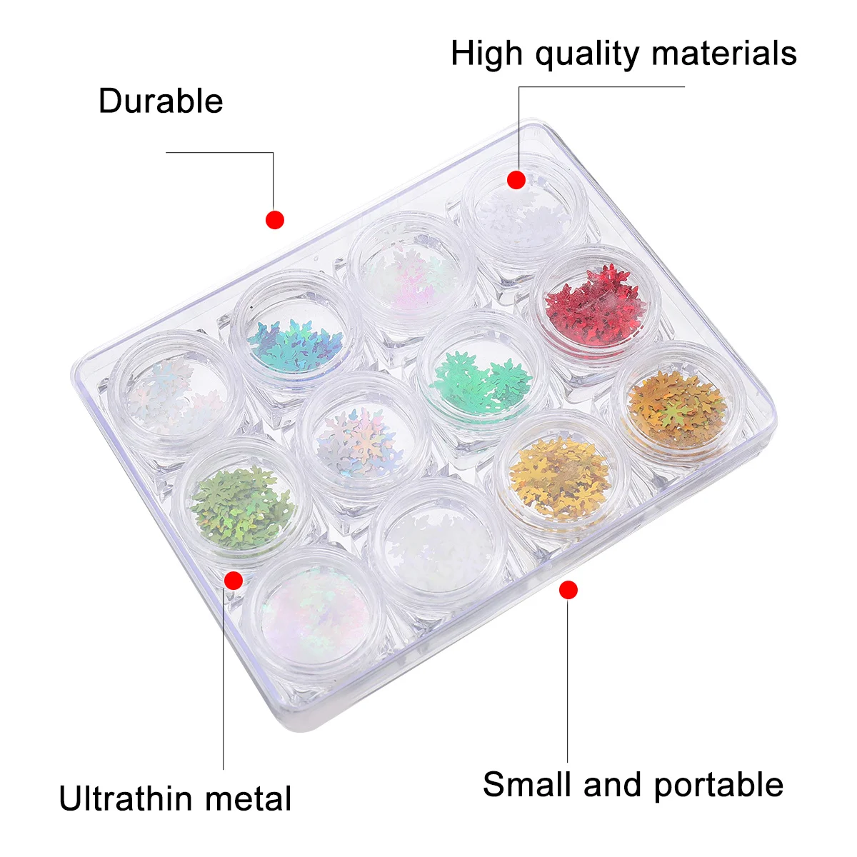 

Box Manicure Sequin Colored Snowflake Sequins Glitter Nails Art Stickers Organized Portable Creative Shapes Fascinating Beauty