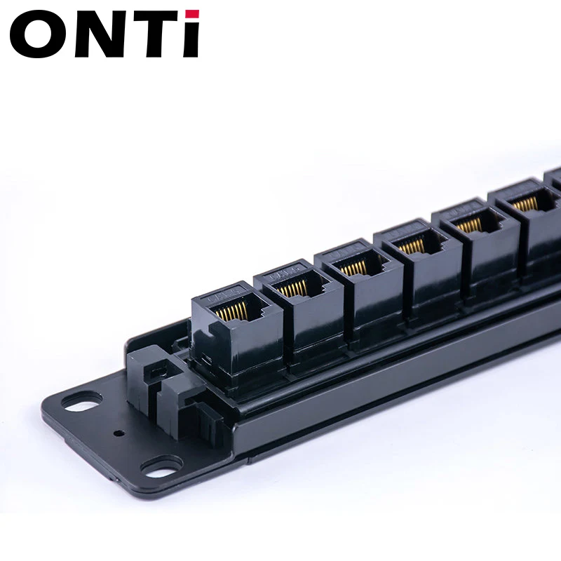 CAT6 من خلال لوحة تصحيح المقرنة ، كابل شبكة RJ45 ، 19in ، 1U مع شريط خلفي ، Rackmount ، CAT6A ، UTP Keystone Jack ، 24 منفذ