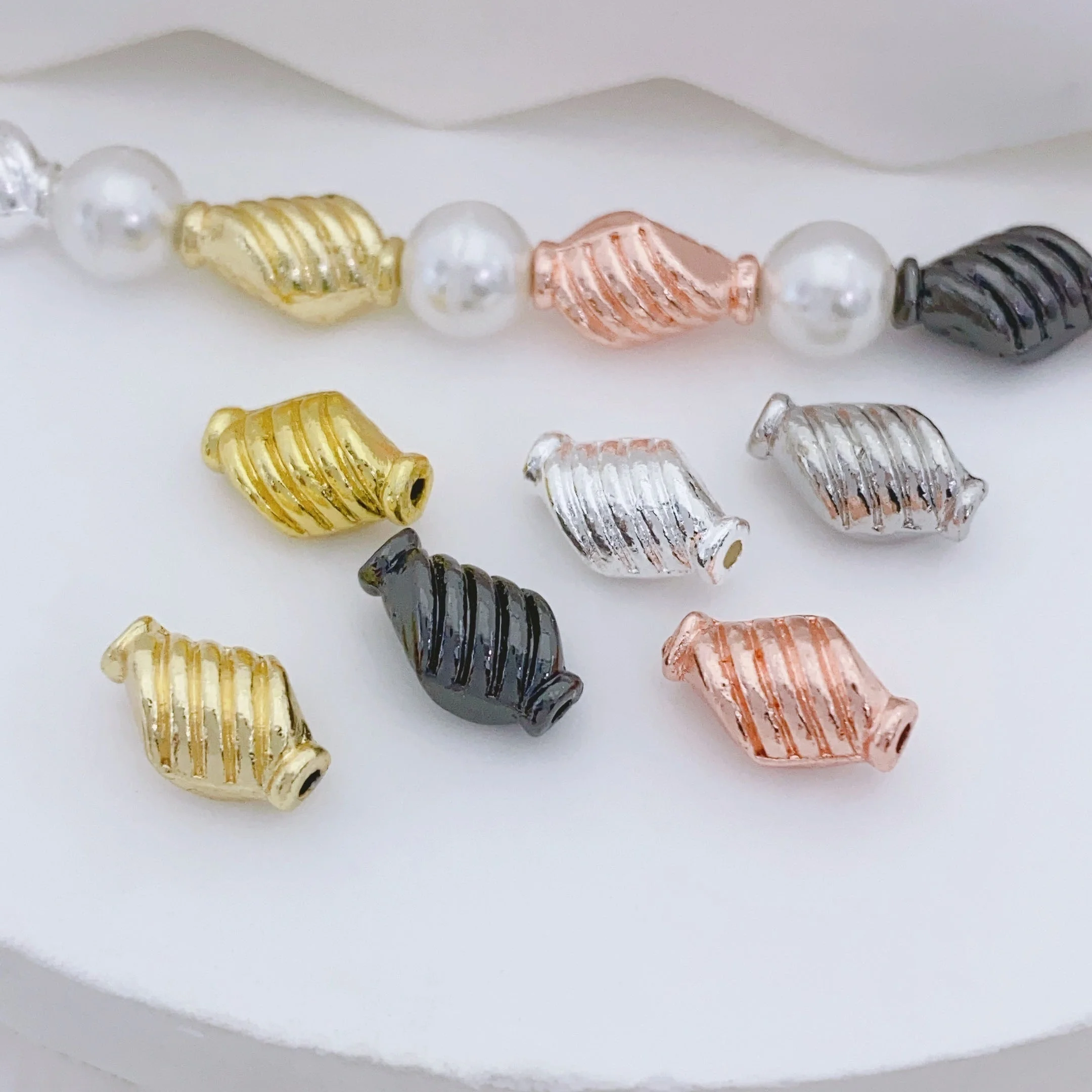 

5 Pieces Copper Gold-plated Twill Vase Beaded Spacer Beads DIY Pearl Bracelet Necklace Jewelry Materials Accessories Wholesale