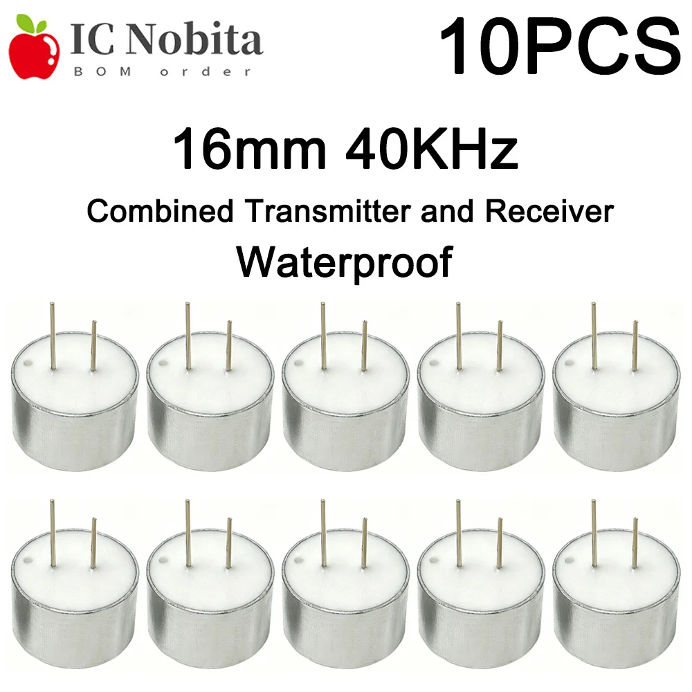 10PCS 16mm 40KHz Ultrasonic Transducer Sensor Transmitter Receiver TCT40-16 Integrated Waterproof Probe for Arduino