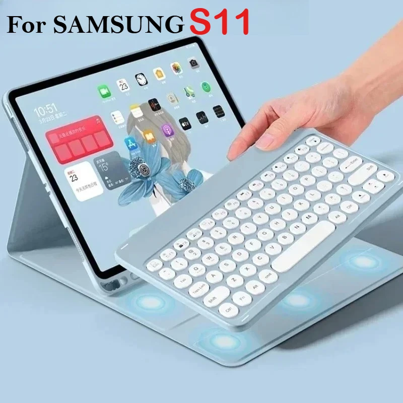 

Для нового Samsung Galaxy Tab S11 11-дюймовый чехол с Bluetooth-клавиатурой 2025 5G для S11 SM-X736 SM-X730, противоударный чехол с сенсорной клавиатурой