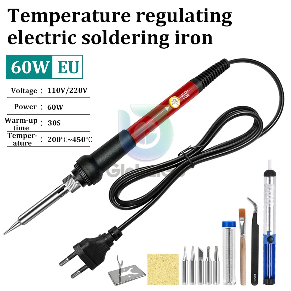 

60W Adjustable Temperature Electric Soldering Iron 220V 110V Welding Solder Rework Station Heat Pencil Tips Repair Tool Kit