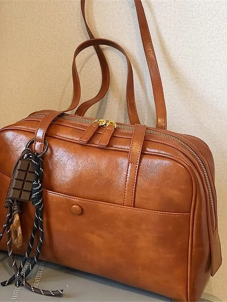 

Ele Commuter Women's oulder Bag Large Capaci Tote Bag Handheld Bag Sli Nylon Zipper Closure Soft PU Material