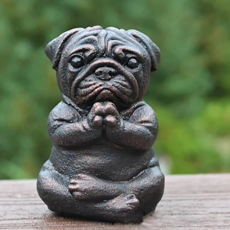 Meditation Dog Statue, Yoga French Bulldog Statue, Realistic Resin Pug Sculpture Home Decor, Gift For Pug Lovers