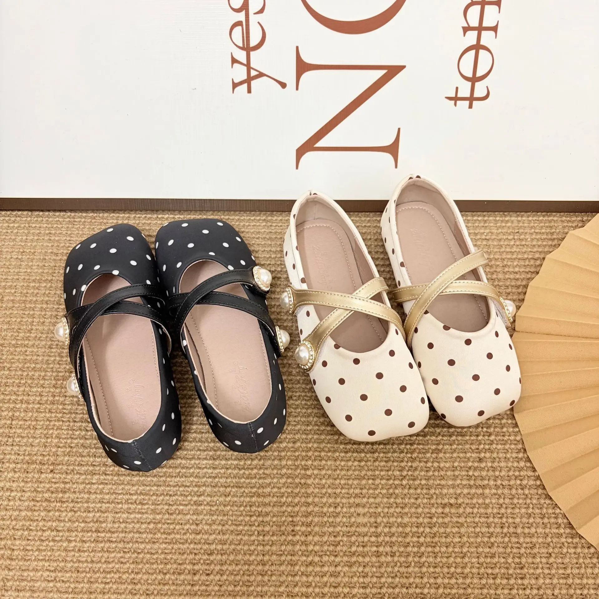 

Kids'Casual Shoes Low-Cut Shoes Polka Dot PU Leather Spring Shoes For Girls Anti-slip Breathable White Black Shoes Size 23-35