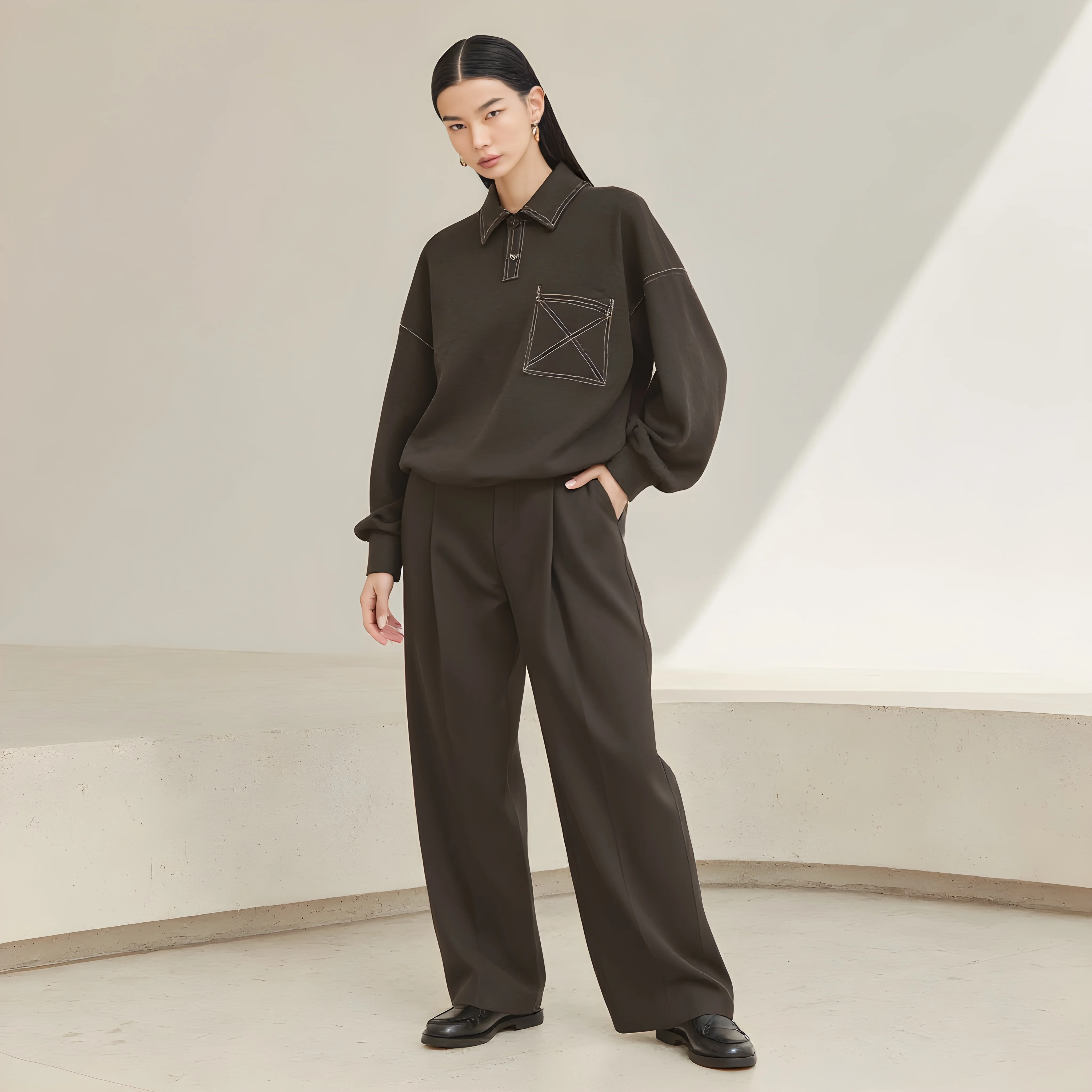 Sudadera con capucha holgada de manga recta para mujer, ropa informal, ajuste cómodo, moda de otoño e invierno, Top de calle