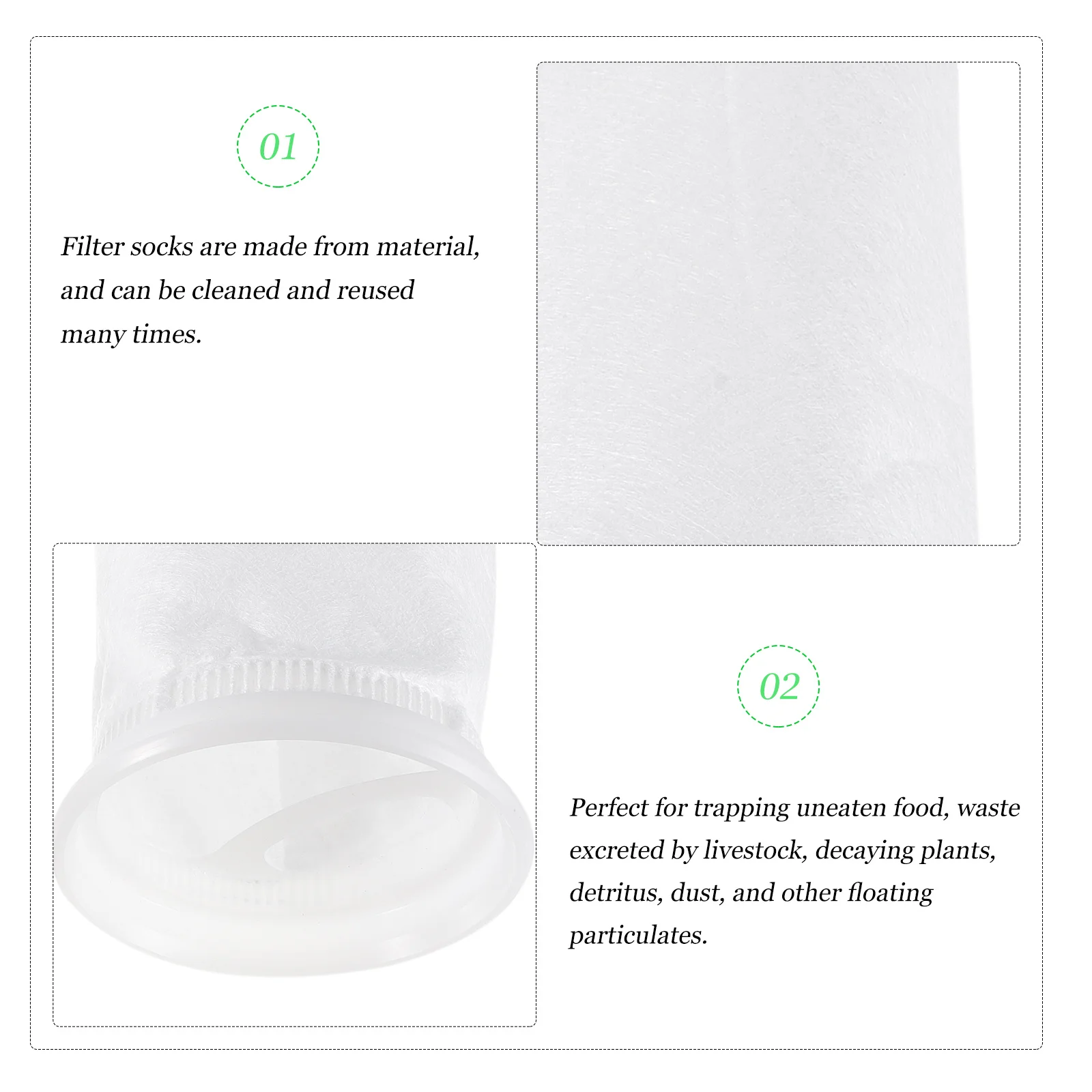 

2pcs Filter Socks 200Um Reusable Aquarium Filter Bags For Fish Tank Marine Freshwater Filtration System Pet Supplies