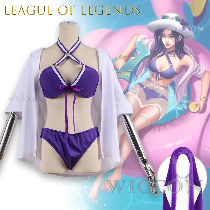 Juego LOL Fiesta EN LA Piscina Caitlyn disfraz de Cosplay verano Anime juego traje de baño Halloween Navidad juego de rol