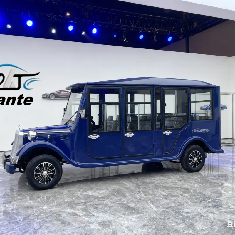 الاقتصاد الفاخر 11 مقاعد الرجعية العتيقة الكلاسيكية عربة جولف كهربائية 5000 واط موتور الكهربائية لمشاهدة معالم المدينة سيارة لفندق منتجع الزفاف