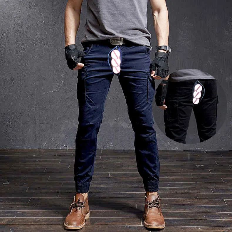 Invisible Open Crotch Outdoor Sex Driver Casual Trousers Men Joggers Sweatpants Overalls Male Streetwear Sport Cargo Pants Baggy