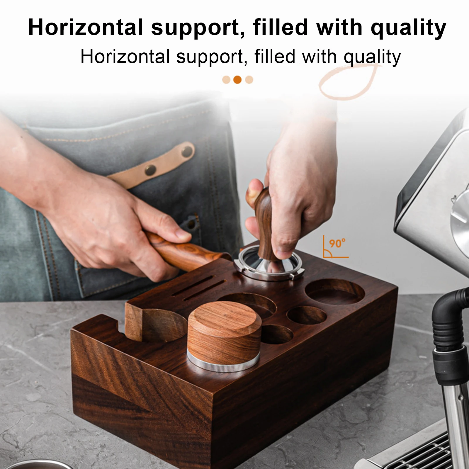51-54mm Coffee Tamper Station Universal Powder Press Holder Coffee Machine Powder Hammer Solid Wood Coffee Handle Organizer