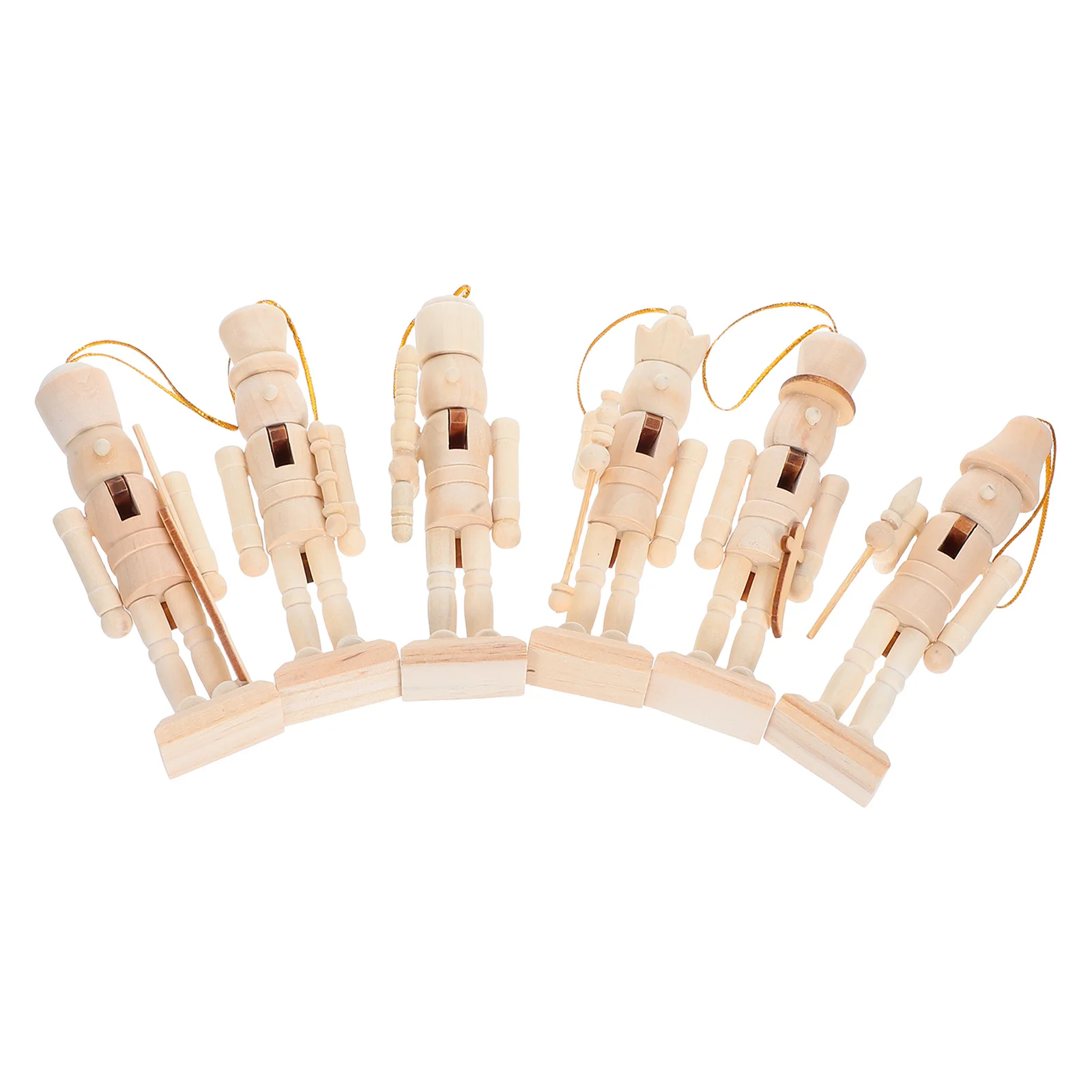 

6Pcs Wooden Nutcracker Craft 12.5cm DIY Unfinished Soldier Puppet Christmas Decor Paintable Holiday Party Decoration Set