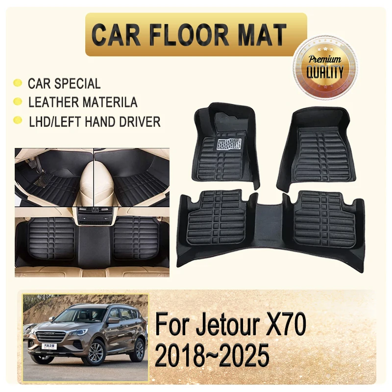 

Car Floor Mats For Jetour X70 EV X70S Soueast DX8 DX8S 2018~2025 Leather Pads Foot Carpets LHD Covers Auto Interior Accessories