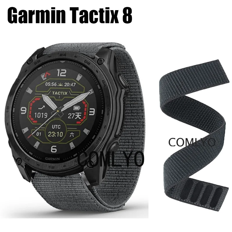 Cinturino per Garmin Tactix 8 51mm 47mm cinturino cinturino in nylon gancio e gancio cintura morbida porta di ricarica tappo antipolvere