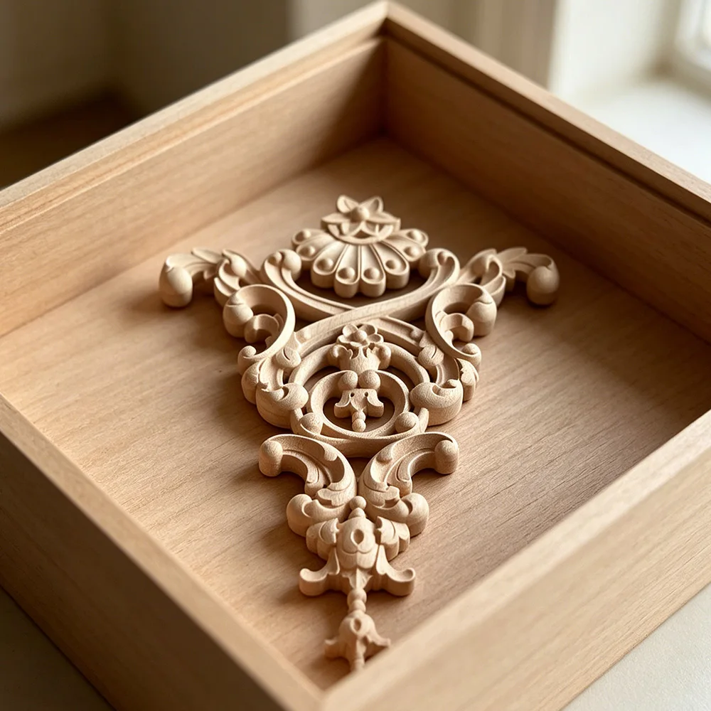 Solid Wood Door Lintel Applique Decorative Flat Floor Empty Wooden Relief Flower Home Decoration Accessories Miniaturas Decor
