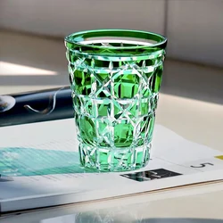 Colored Edo Kiriko Handmade Glasses High Quality Hand Cut To Clear Crystal Drinkware Whiskey Cup Wine Glass 1PC