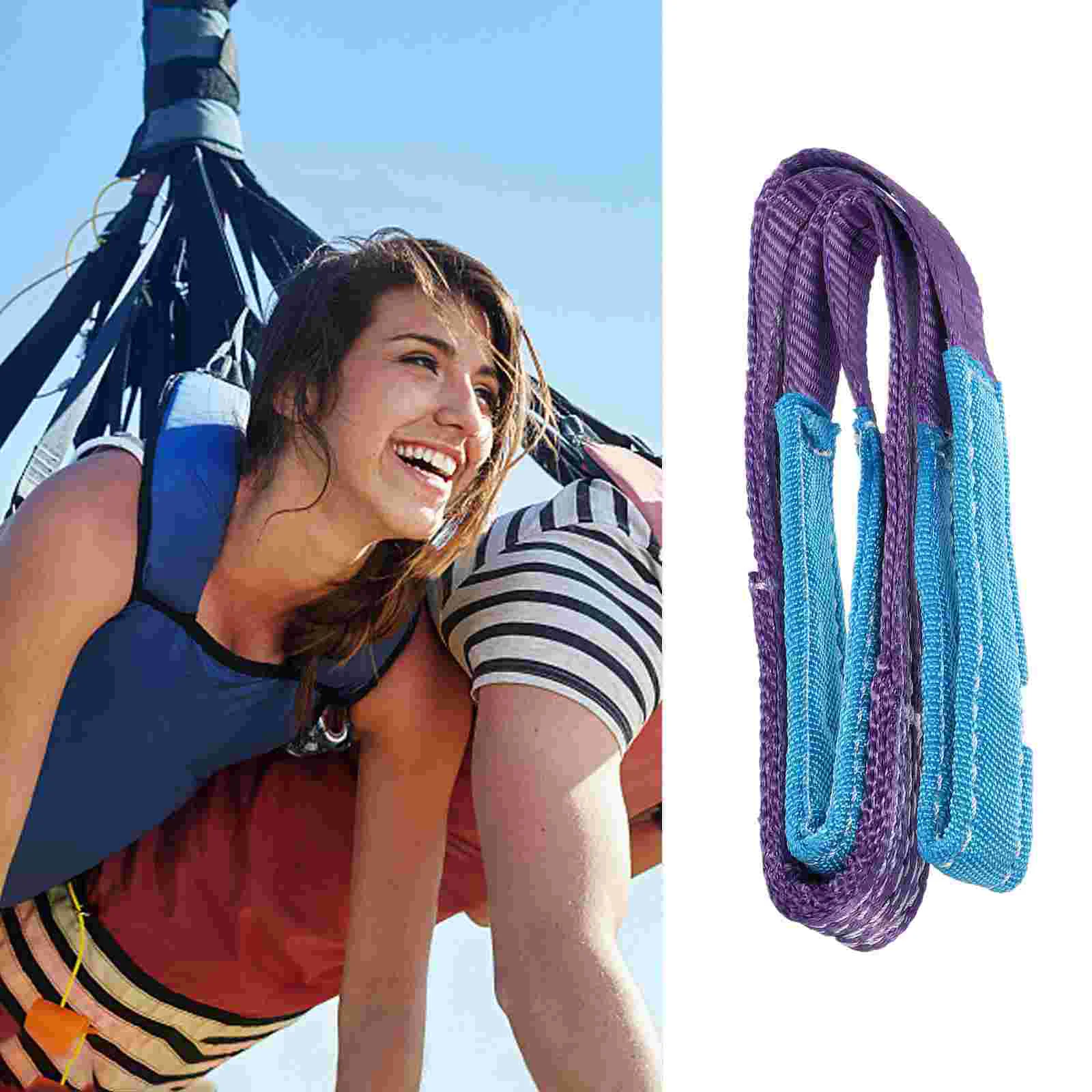 Flat Sling Lifting Belt Winch Strap Polyester Hoisting Recovery Straps Double Buckle
