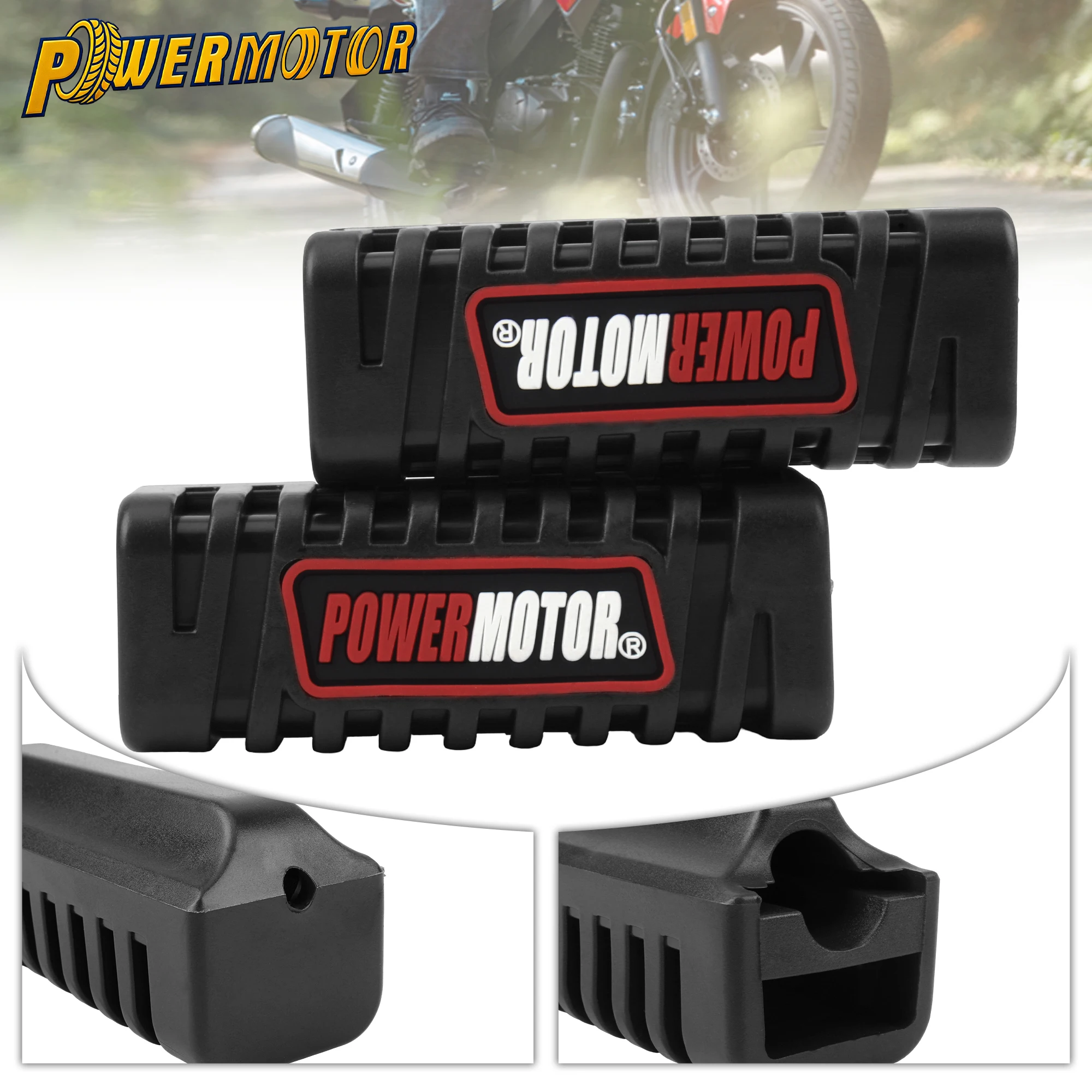 

PowerMotor Pedal Pads 1 Pair Motorcycle Foot Pedal Rubber Cover Footrests Mat Wear-resistant Decorative Footpeg Universal Parts