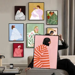 Fashion Girl Vintage Posters Sticky Whitepaper Prints Posters Artwork Posters Wall Stickers