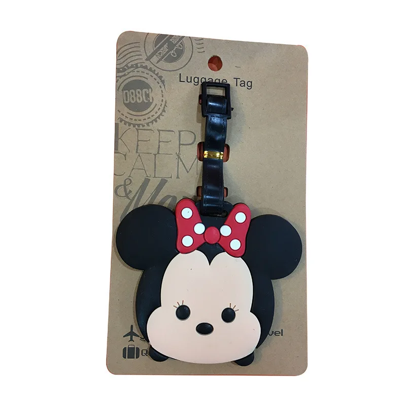 Accesorios de viaje clásicos de Mickey Mouse, etiqueta de equipaje de Gel de sílice, soporte de identificación para maleta, etiqueta de embarque de