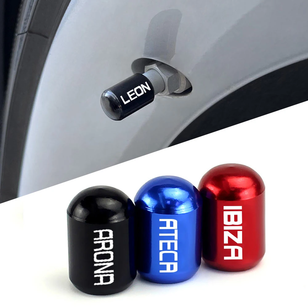 4PCS Car Tire Valve Caps Auto Accessories For Seat Leon Ibiza Ateca Arona Cordoba Toledo Altea Alhambra Arosa Exeo Mii Tarraco