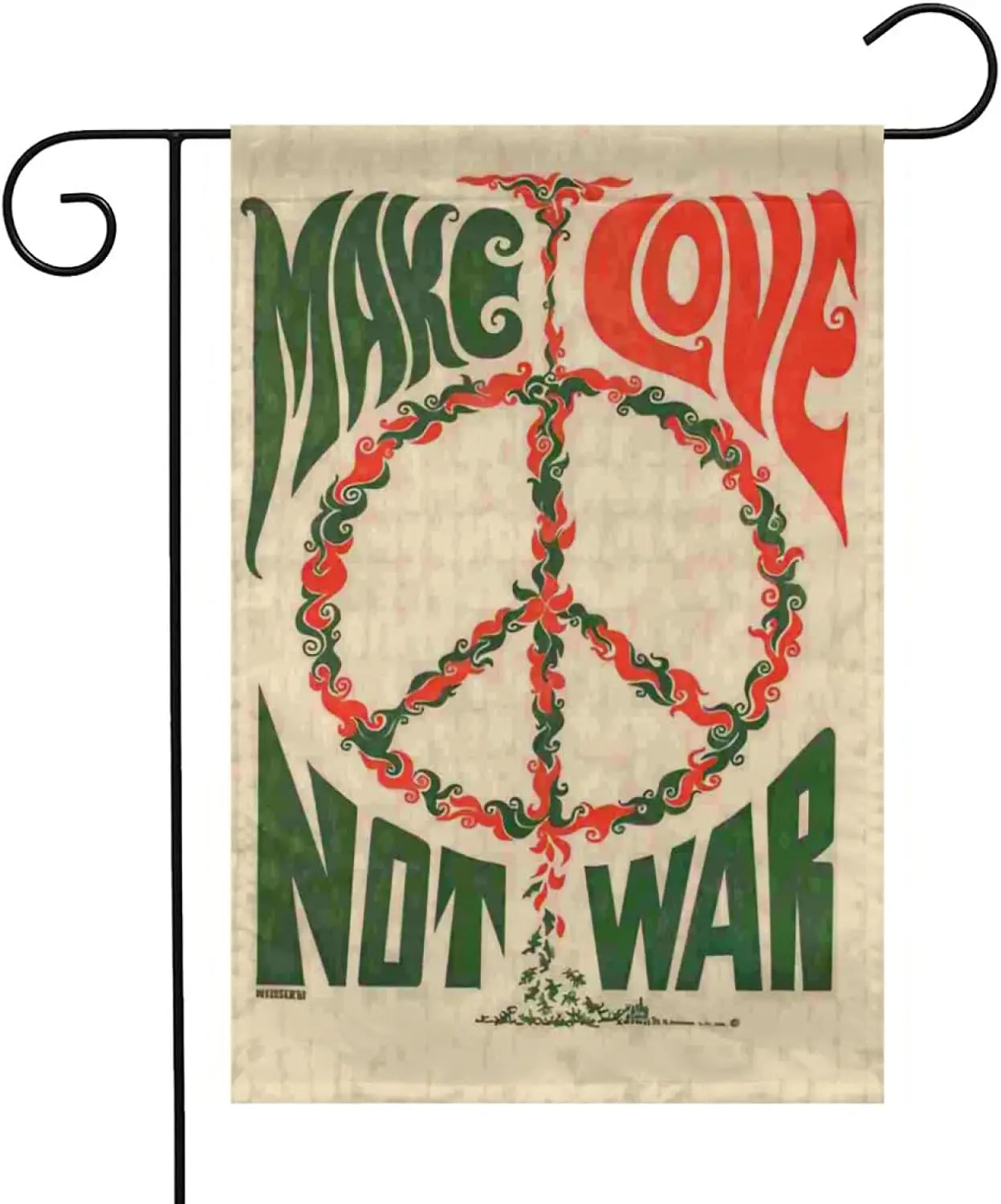 Double-sided garden flag Make Love Not War 1960s-vintage culture 60s free political retro revolution sixties vietnam peace hippi