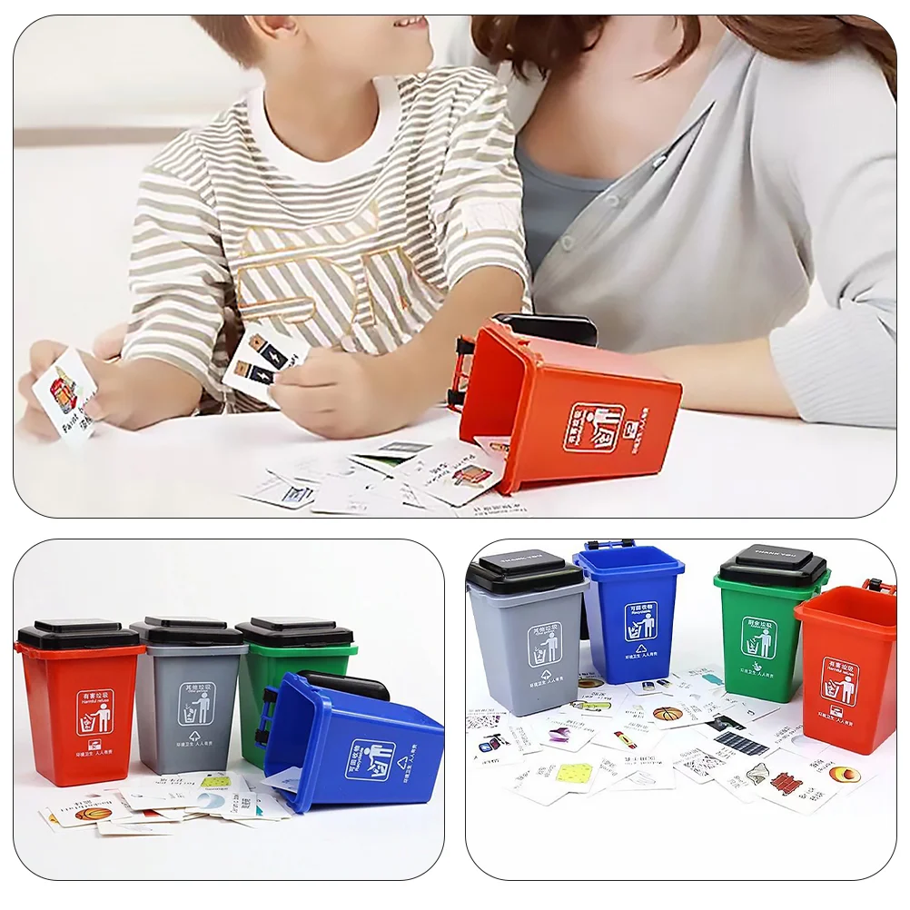 Trash Can Teaching Aids Mini Truck Cans Kids Early Education Classification Toy Push Vehicles Garbage Plastic Child