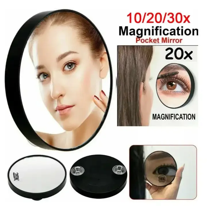 10/20/30x Magnification Mirror with Suction Cup Blackhead Magnifying Mirror for Bathroom Portable Makeup Round Mirror