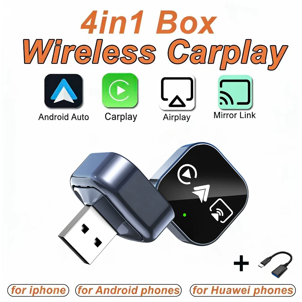CarRocket Intelligente Autosysteme 4-in-1 Kabelloser CarPlay-Adapter Android Auto für eingebautes CarPlay passend für VW FAIT