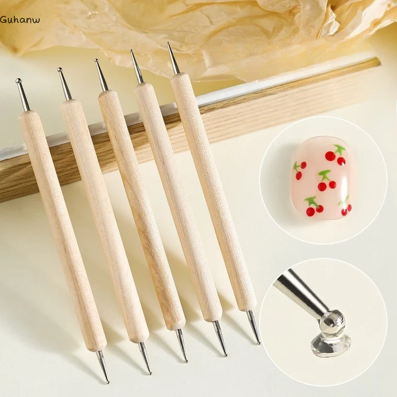 

[WHB]5 Pcs/set Nail Art Dotting Pen Crystal Beads Handle Dual-ended Drawing Painting Rhinestones Manicure Tools