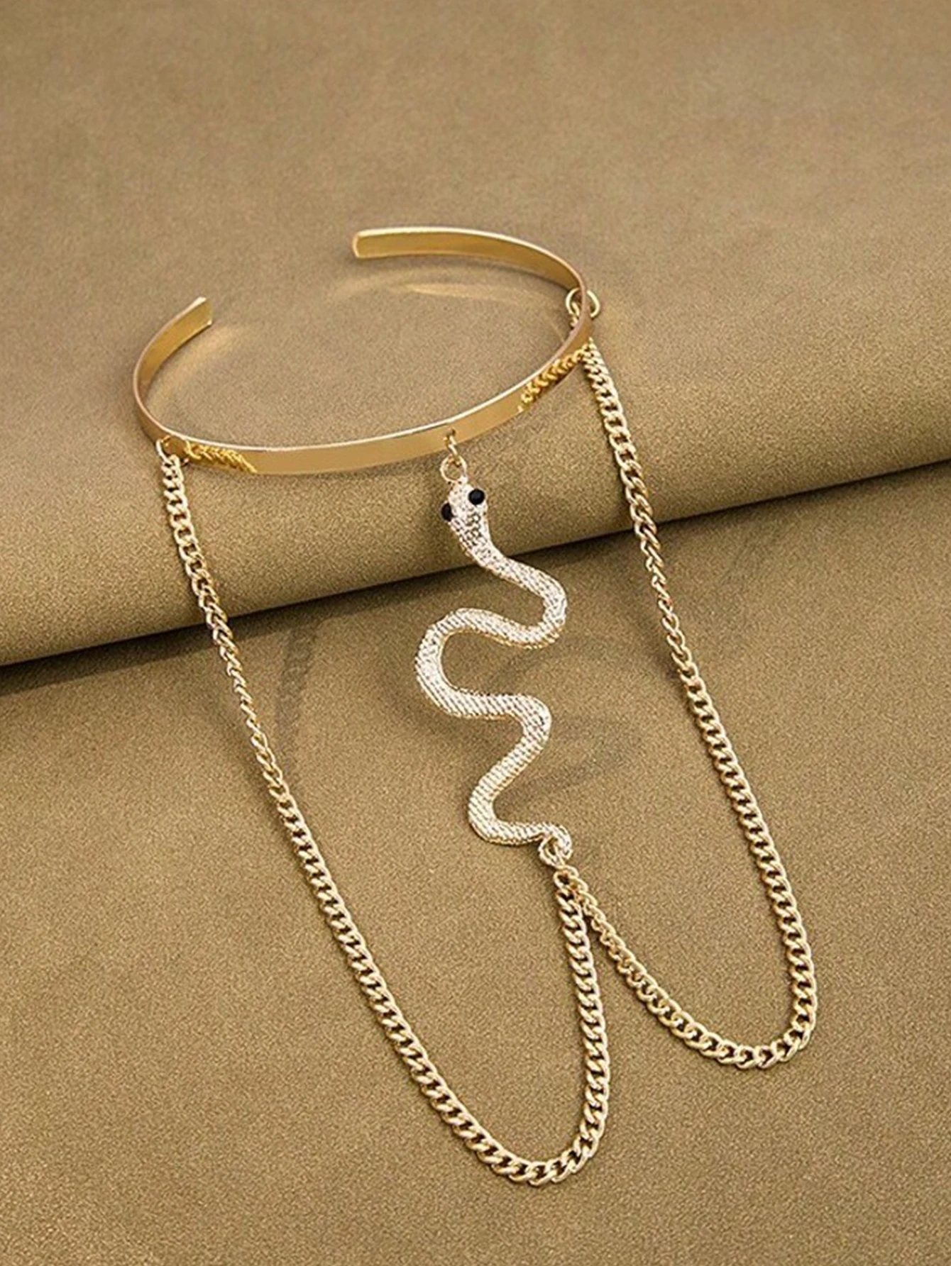 Snake Pattern Arm Cuff Bracelet Multi Layer Tassel Chain Upper Arm Band Gothic Metal Arm Jewelry For Women Party Club Accessories view 7