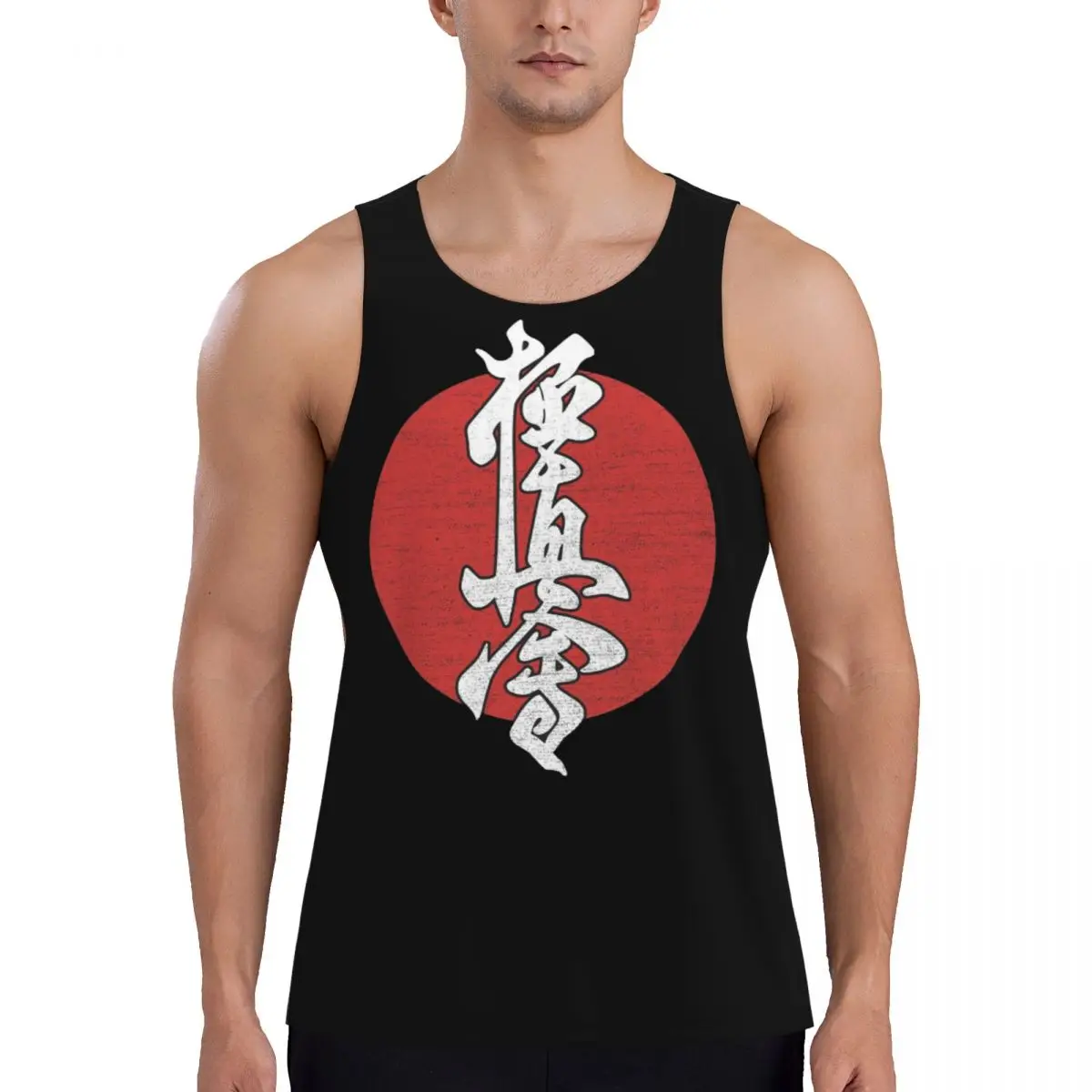 

Quick Dry Kyokushin Karate Kanji Taijutsu Gym Tank Muscle Sleeveless Shirt Bodybuilding Breathable Vest