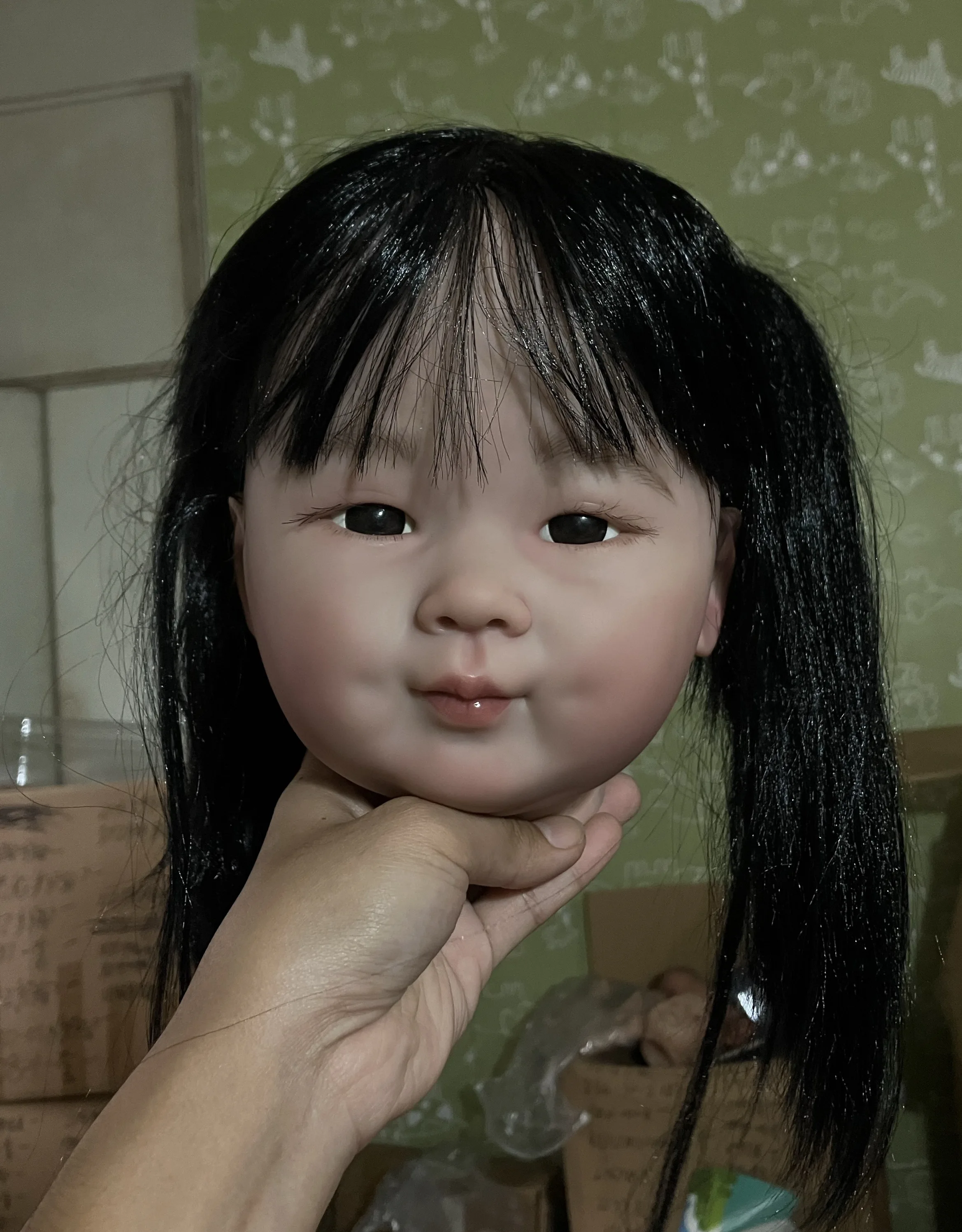 

FBBD Customized Limited Supply 28inch Reborn Baby ChunMei With Hand-Rooted Black Hair Painted Kit Asian Girl With Cloth Body