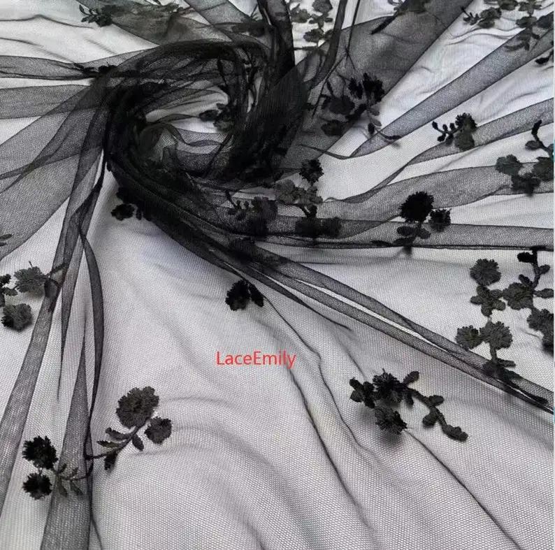 Small Flowers embroidery lace fabric, soft mesh fabric, lace fabric for Doll Dress, Bridesmaid, Flower Girl Dress, Wedding Gown