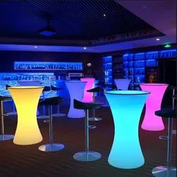 110CM LED Illuminated Round Cocktail Table Waterproof Bar Tables Plastic Coffee Table Commercial Furniture Supply