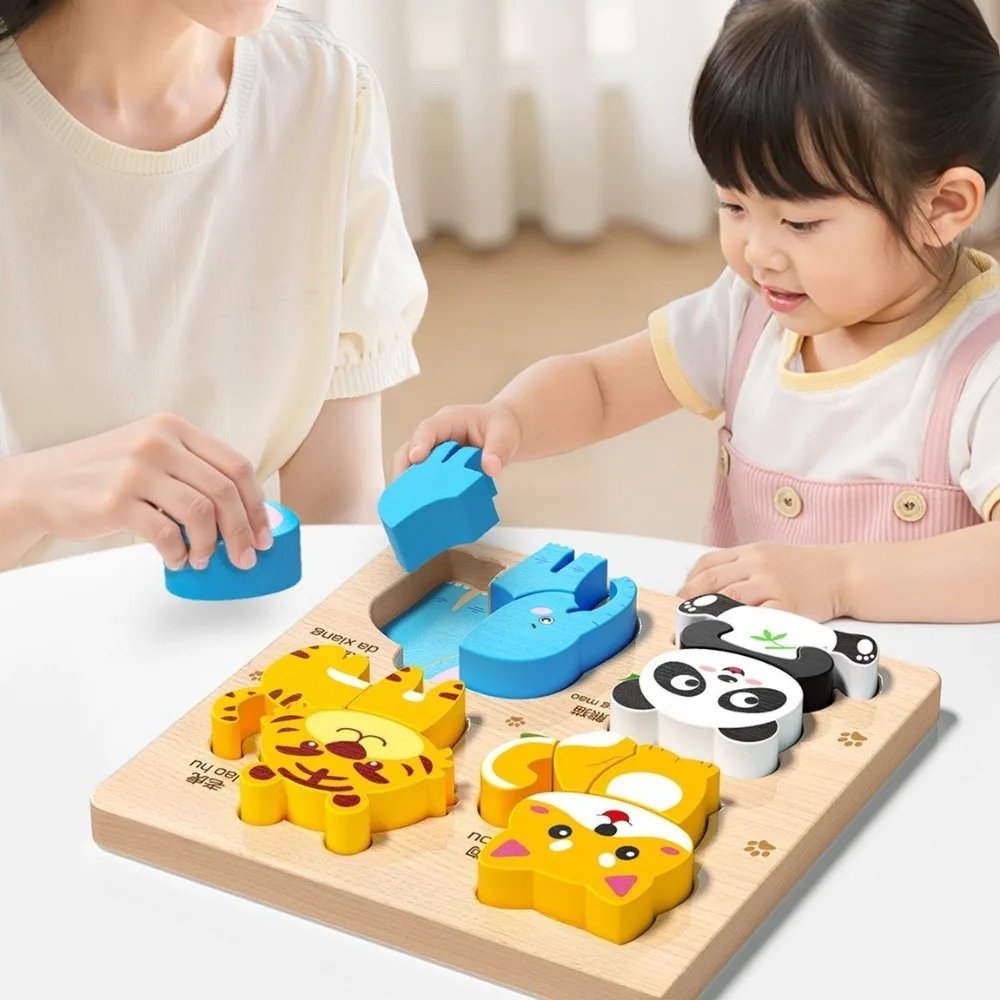 Drewniane puzzle 3D z motywami zwierzęcymi i pojazdów, zabawki edukacyjne dla dzieci, zabawki Montessori do wczesnej nauki, gra edukacyjna, prezent dla dzieci.