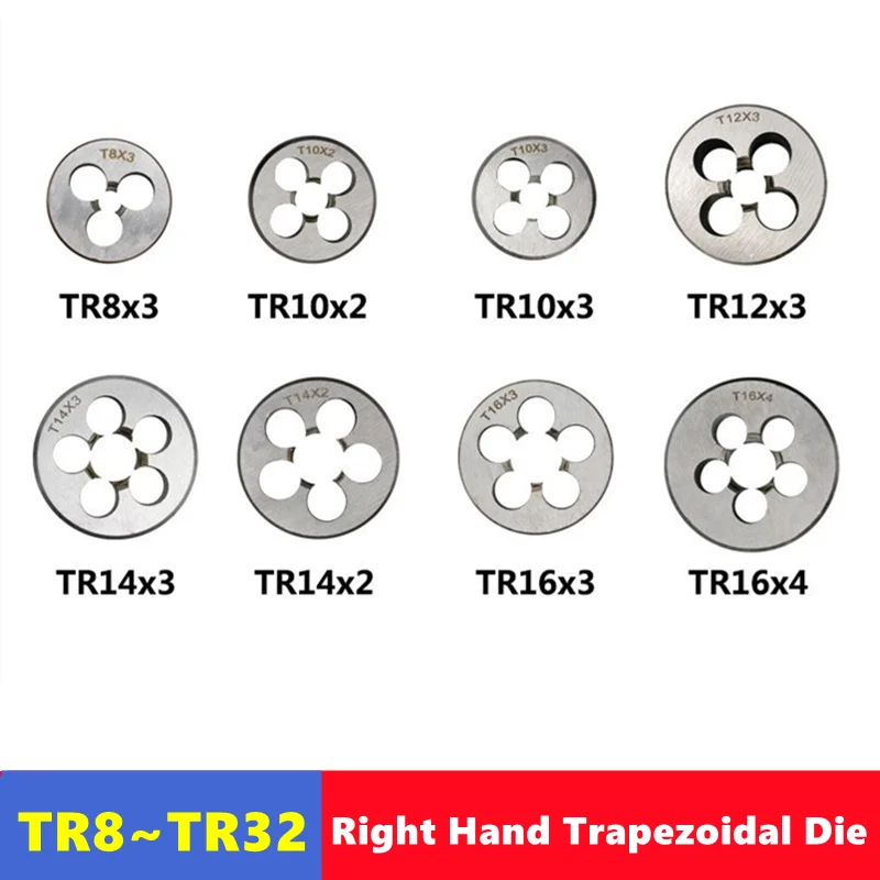 30 ° trapezoidal die HSS right hand TR die TR8-TR32, used as a tool for lathes for metal external thread cutting and tapping