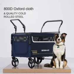 Portable Dog Stroller with Detachable Wheels, Collapsible Pet Carrier for Large Breed Dogs, Camping and Traveling
